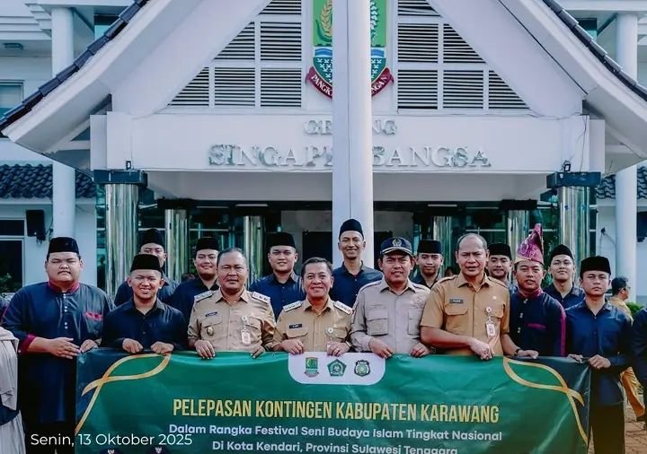 Bupati Aep Lepas Kafilah Karawang ke STQH Nasional XXVIII di Sulawesi Tenggara