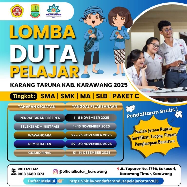 Gratis! Karang Taruna Karawang Buka Pendaftaran Lomba Duta Pelajar Hingga 8 November 2025