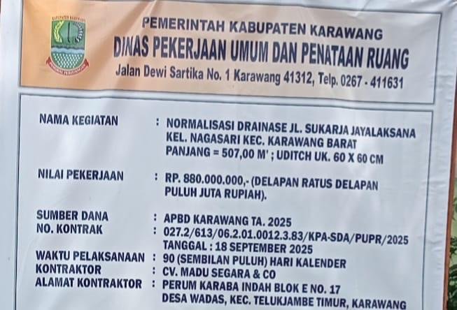 Pengawasan Lemah, Proyek U-Ditch Karawang Diduga Langgar Prosedur Teknis