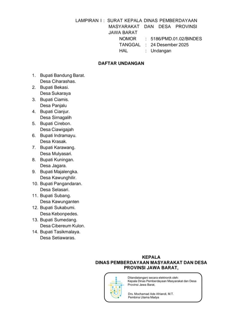 Pemprov Jabar Anugerahkan Gapura Sri Baduga Desa 2025 kepada Desa Mulyasari Karawang