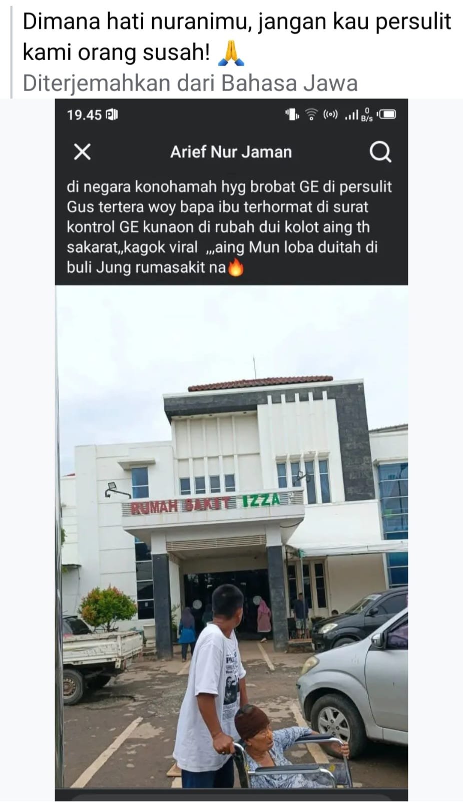 Unggahan Warga di Kotabaru Cikampek Soroti Dugaan Perbedaan Layanan Pasien BPJS dan Umum di Rumah Sakit