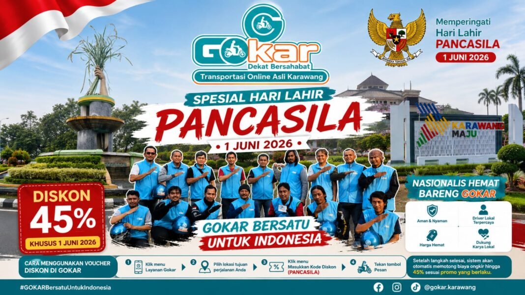 Aplikasi Transportasi Online Asli Karawang GOKAR Rayakan Hari Lahir Pancasila dengan Promo Besar Aplikasi Transportasi Online Asli Karawang GOKAR Rayakan Hari Lahir Pancasila dengan Promo Besar