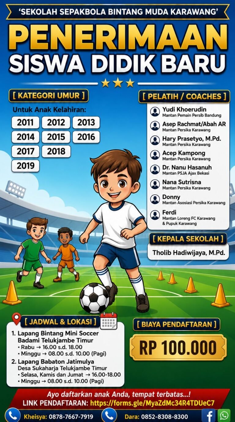 Pendaftaran SSB Bintang Muda Karawang Resmi Dibuka, Siap Bina Talenta Sepak Bola Lokal