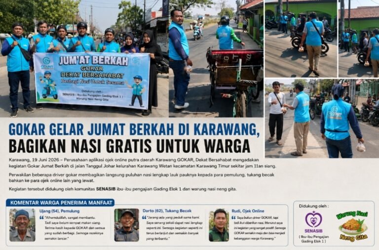 Jumat Berkah GOKAR: Aplikasi Ojek Online Putra Daerah Karawang Berbagi untuk Sesama