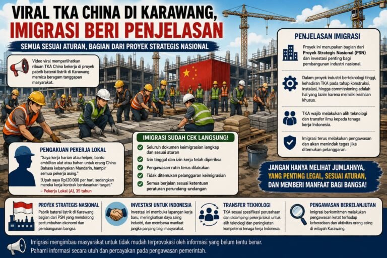 Heboh TKA China di Karawang, Imigrasi: Kehadiran Mereka untuk Transfer Teknologi dan Pembangunan Nasional