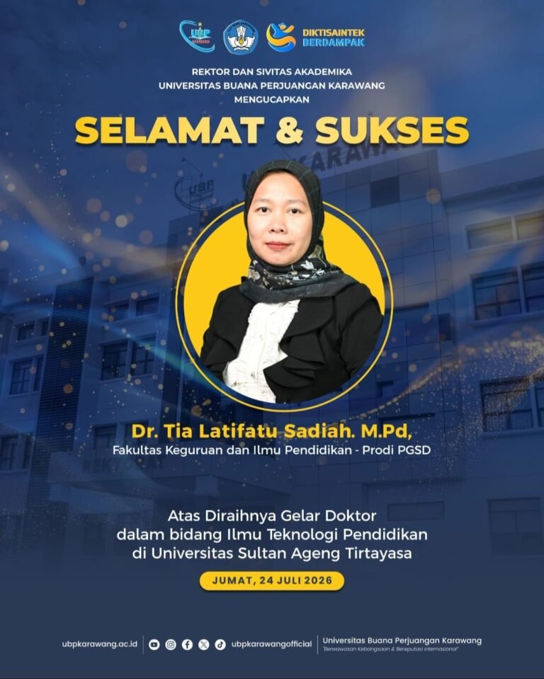 Dr Tia Latifatu Sadiah Raih Doktor UBP Karawang Berbangga Bersama